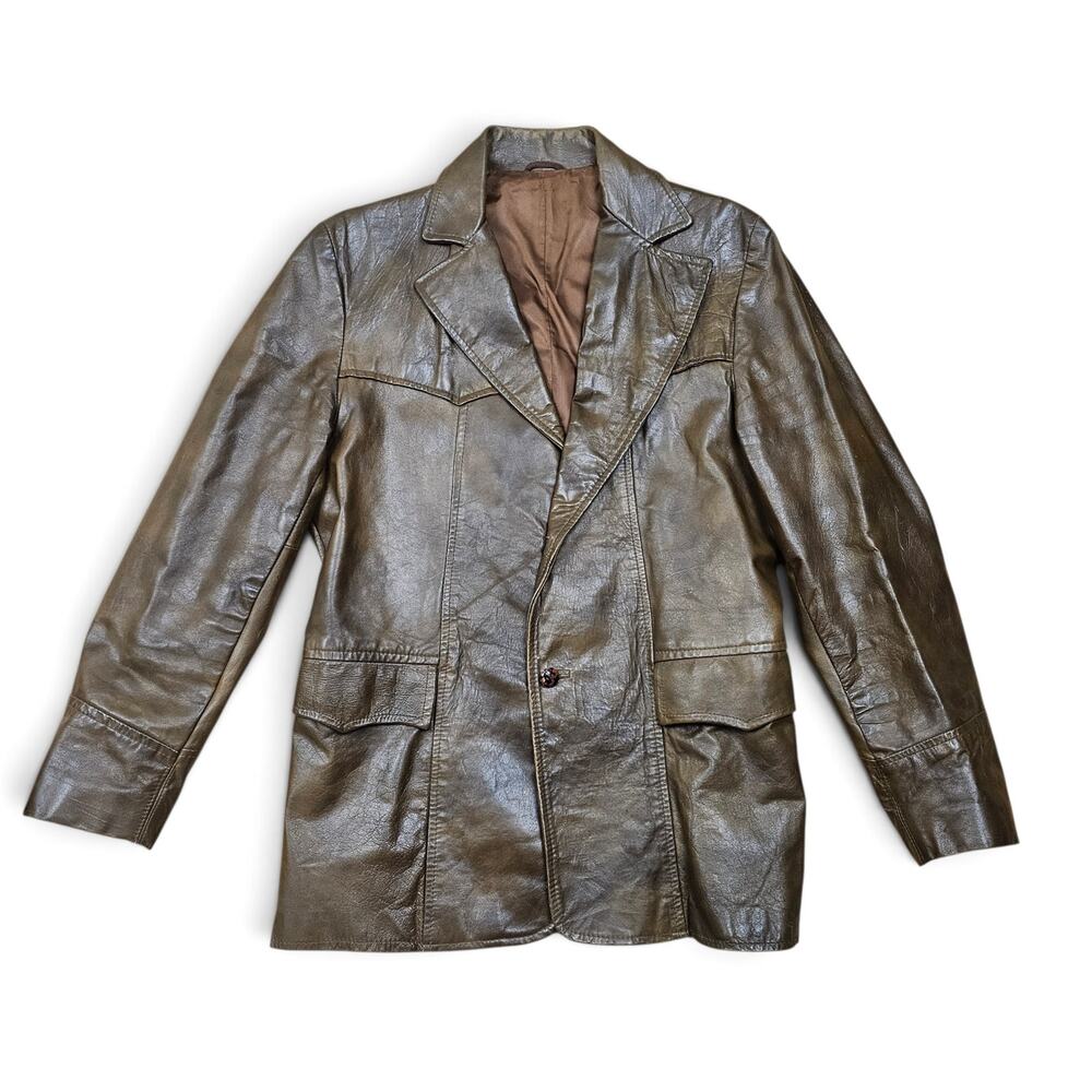 PIONEER WEAR Leather Western Blazer Men's 40 VTG 70s USA Cowboy Ranchwear Casual